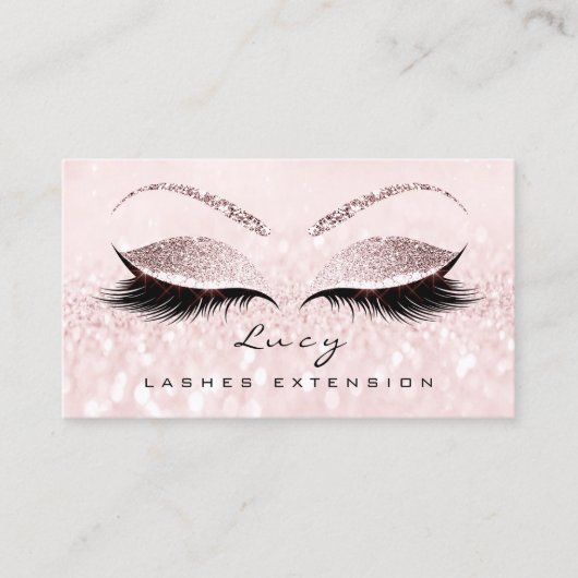 Makeup Eyebrow Name Lash Glitter Pink Princess Visitekaartje (Voorkant)