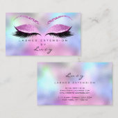 Makeup Eyebrow Name Lash Holographic Pink Visitekaartje (Voorkant / Achterkant)