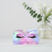 Makeup Eyebrow Name Lash Holographic Pink Visitekaartje (Staand voorkant)