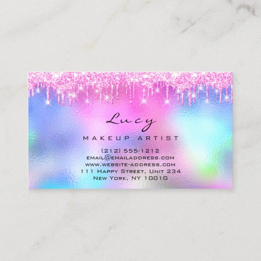 Makeup Eyebrow Name Lashes Fuchsia Pink Drives Visitekaartje (Achterkant)