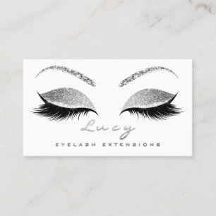 Makeup Eyebrow Name Lashes Glitter Gray Silver Log Visitekaartje