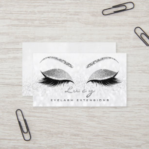 Makeup Eyebrow Name Lashes Glitter Gray Silver Visitekaartje