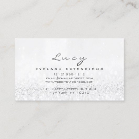 Makeup Eyebrow Name Lashes Glitter Gray Silver Visitekaartje (Achterkant)
