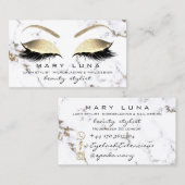 Makeup Eyebrows Lash Gold Marble White Glitter Visitekaartje (Voorkant / Achterkant)