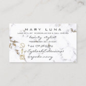Makeup Eyebrows Lash Gold Marble White Glitter Visitekaartje (Achterkant)