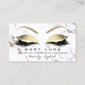 Makeup Eyebrows Lash Gold Marble White Glitter Visitekaartje (Voorkant)