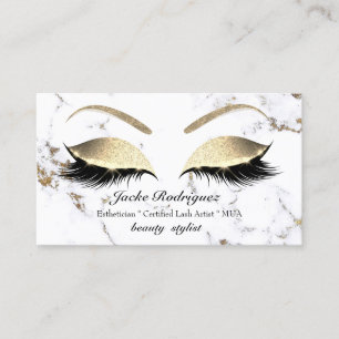 Makeup Eyebrows Lash Gold Marble White Social Visitekaartje
