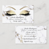 Makeup Eyebrows Lash Gold Marble White Social Visitekaartje (Voorkant / Achterkant)