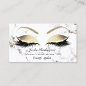 Makeup Eyebrows Lash Gold Marble White Social Visitekaartje (Voorkant)