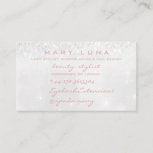Makeup Eyebrows Lash Roos Gray Silver Pink Studio Visitekaartje (Achterkant)