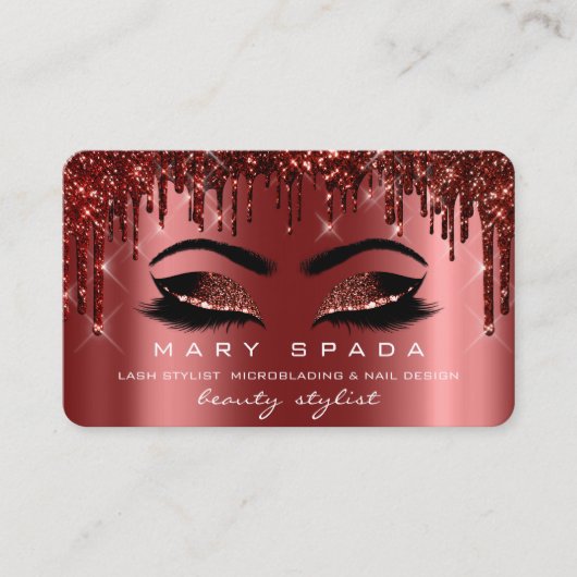 Makeup Eyebrows Lashes Burgundy Spark Nails Visitekaartje (Voorkant)