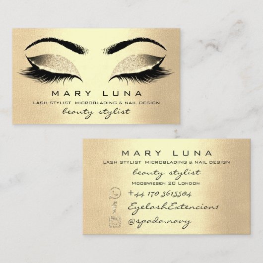 Makeup Eyebrows Lashes Champaigne Gold Visitekaartje (Voorkant / Achterkant)
