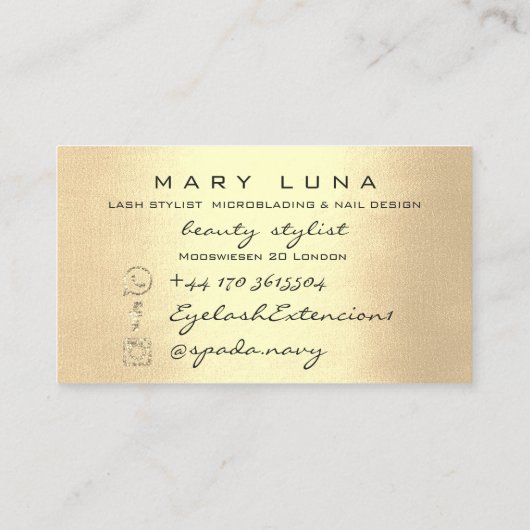 Makeup Eyebrows Lashes Champaigne Gold Visitekaartje (Achterkant)