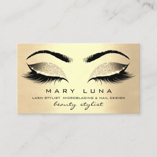 Makeup Eyebrows Lashes Champaigne Gold Visitekaartje (Voorkant)
