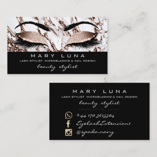Makeup Eyebrows Lashes Copper Gold Marble Molten Visitekaartje (Voorkant / Achterkant)