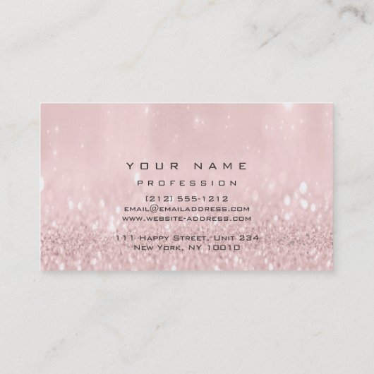 Makeup Eyebrows Lashes Extension Roze Glitter Visitekaartje (Achterkant)