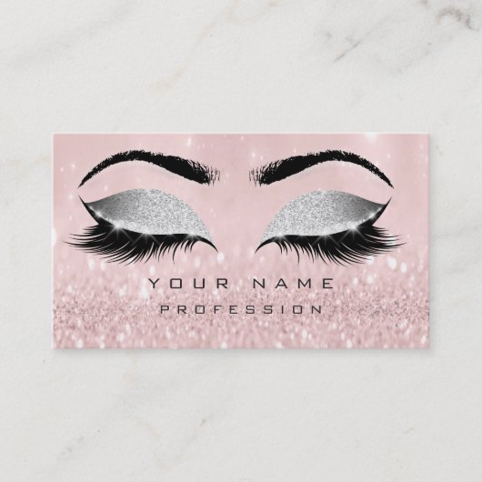 Makeup Eyebrows Lashes Extension Roze Glitter Visitekaartje (Voorkant)