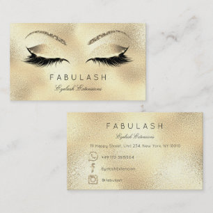 Makeup Eyebrows Lashes Glitter Beauty Gold VIP Visitekaartje