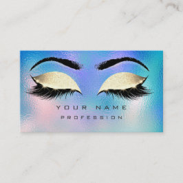 Makeup Eyebrows Lashes Glitter Blue Aqua OceanGold Visitekaartje