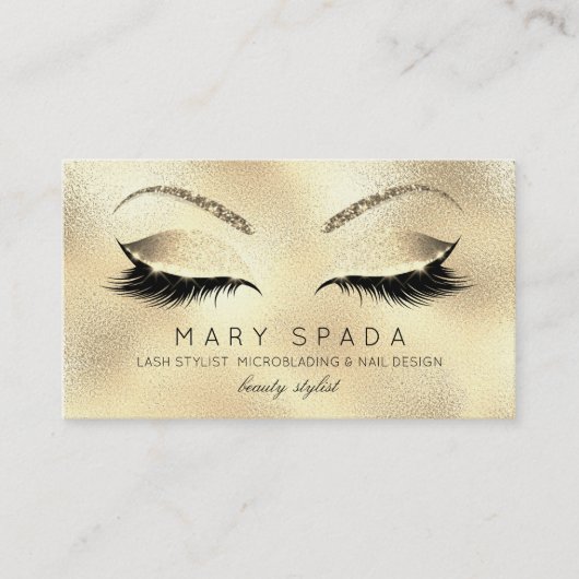 Makeup Eyebrows Lashes Glitter Diamond Gold Custom Visitekaartje (Voorkant)