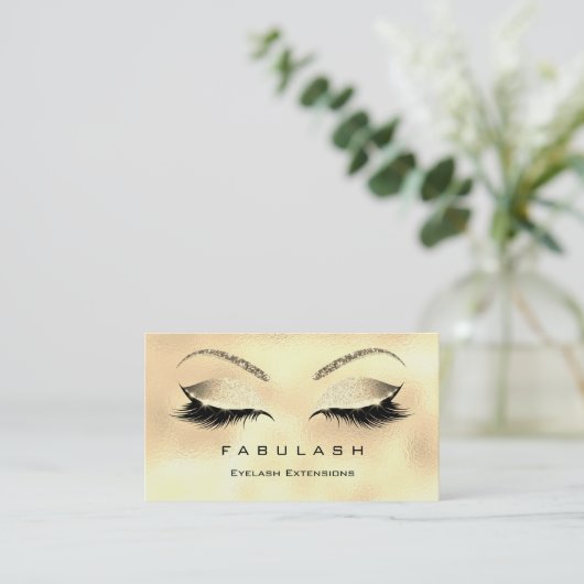 Makeup Eyebrows Lashes Glitter Diamond Gold Logo Visitekaartje (Staand voorkant)