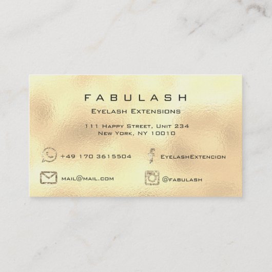 Makeup Eyebrows Lashes Glitter Diamond Gold Logo Visitekaartje (Achterkant)