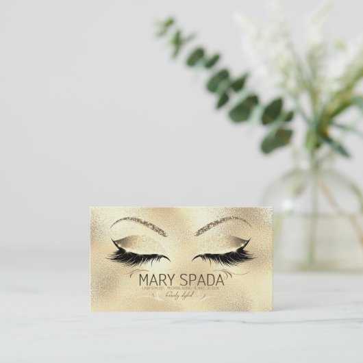 Makeup Eyebrows Lashes Glitter Diamond Gold Mary1 Visitekaartje (Staand voorkant)