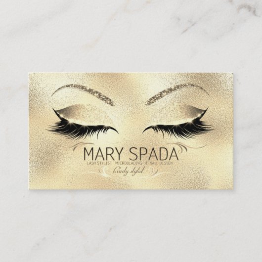 Makeup Eyebrows Lashes Glitter Diamond Gold Mary1 Visitekaartje (Voorkant)