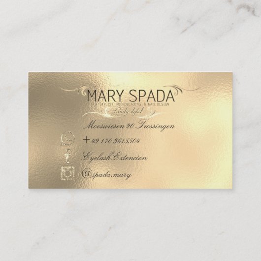 Makeup Eyebrows Lashes Glitter Diamond Gold Mary Visitekaartje (Achterkant)