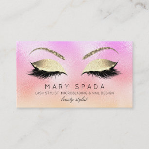 Makeup Eyebrows Lashes Glitter Diamond Gold Pink Visitekaartje