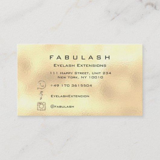 Makeup Eyebrows Lashes Glitter Diamond Gold Sepia Visitekaartje (Achterkant)