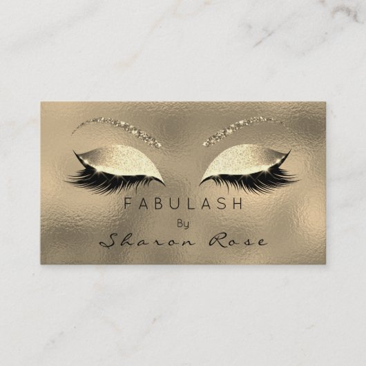 Makeup Eyebrows Lashes Glitter Diamond Gold Visitekaartje (Voorkant)