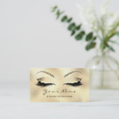 Makeup Eyebrows Lashes Glitter Glam Gold Visitekaartje (Staand voorkant)
