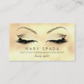 Makeup Eyebrows Lashes Glitter Glass Gold Custom Visitekaartje (Voorkant)