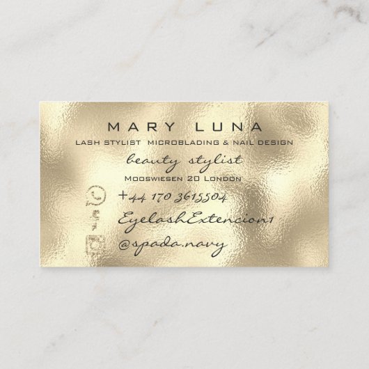 Makeup Eyebrows Lashes Glitter Gold Metallic Eyes Visitekaartje (Achterkant)