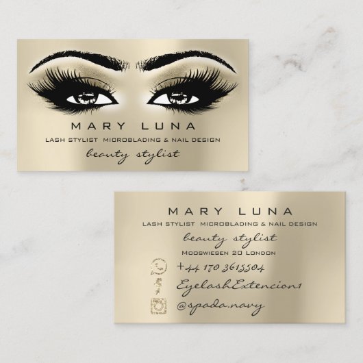 Makeup Eyebrows Lashes Glitter Metallic Eyes Visitekaartje (Voorkant / Achterkant)