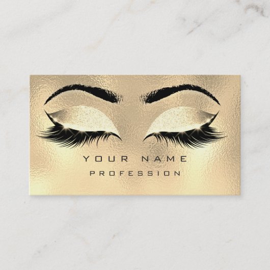 Makeup Eyebrows Lashes Glitter Metallic Glam Gold Visitekaartje (Voorkant)