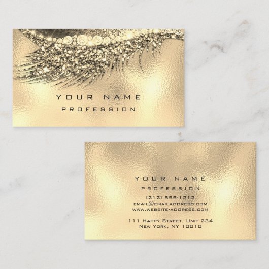 Makeup Eyebrows Lashes Glitter Metallic Glam Gold Visitekaartje (Voorkant / Achterkant)