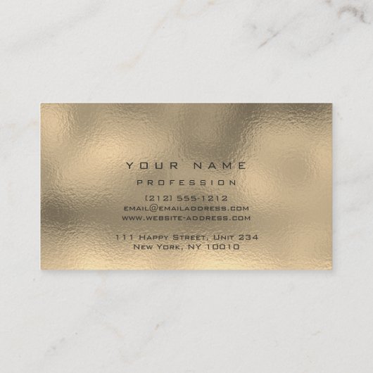 Makeup Eyebrows Lashes Glitter Metallic Glass Gold Visitekaartje (Achterkant)