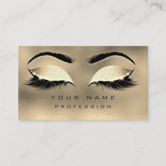 Makeup Eyebrows Lashes Glitter Metallic Glass Gold Visitekaartje (Voorkant)