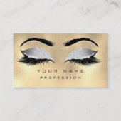 Makeup Eyebrows Lashes Glitter Metallic Grey Gold Visitekaartje (Voorkant)