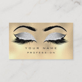 Makeup Eyebrows Lashes Glitter Metallic Grey Gold Visitekaartje