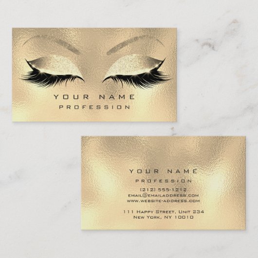 Makeup Eyebrows Lashes Glitter Metallic Sepia Gold Visitekaartje (Voorkant / Achterkant)