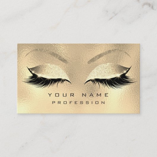 Makeup Eyebrows Lashes Glitter Metallic Sepia Gold Visitekaartje (Voorkant)