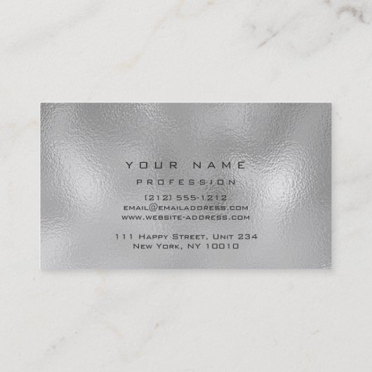 Makeup Eyebrows Lashes Glitter Metallic Silver Visitekaartje (Achterkant)