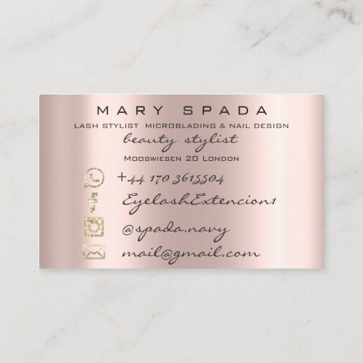 Makeup Eyebrows Lashes Gold Drives Kus Lips Roos Visitekaartje (Achterkant)