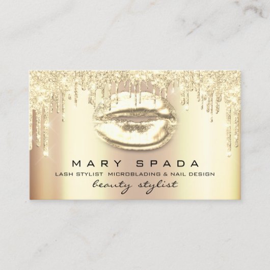 Makeup Eyebrows Lashes Gold Drives Kus Lips Visitekaartje (Voorkant)