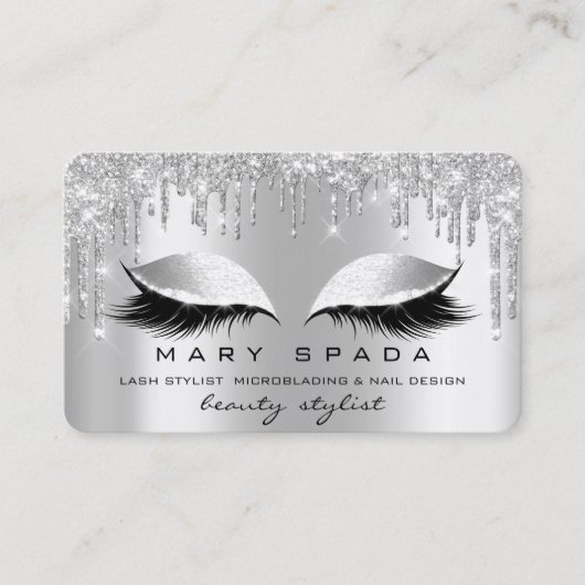 Makeup Eyebrows Lashes Gray Spark Silver Visitekaartje (Voorkant)