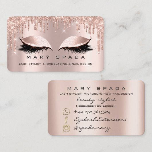 Makeup Eyebrows Lashes Pink Rose Lux Visitekaartje (Voorkant / Achterkant)