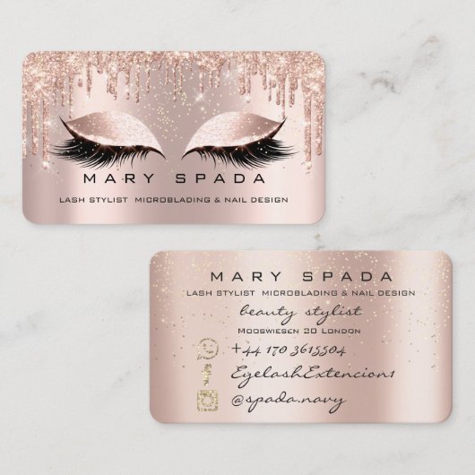 Makeup Eyebrows Lashes Pink Rose Social Visitekaartje (Voorkant / Achterkant)